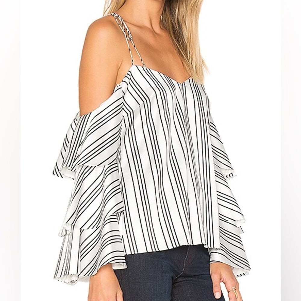 AMUR Women’s NWT Sophie Ruffle Striped Blouse | Size 4